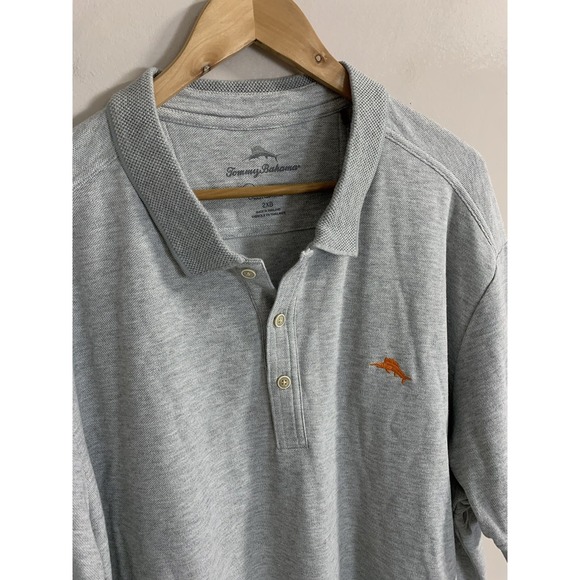 Tommy Bahama Polo Shirt Mens 2XB Big Tall Gray Supima Cotton Casual Sailfish - Picture 2 of 9